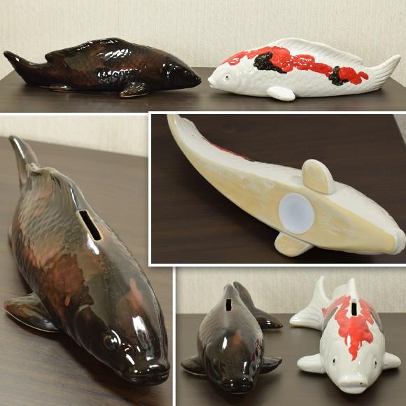 Nishikigoi 陶器製の錦鯉の貯金箱 置物 オブジェ ニシキゴイ : DECOR