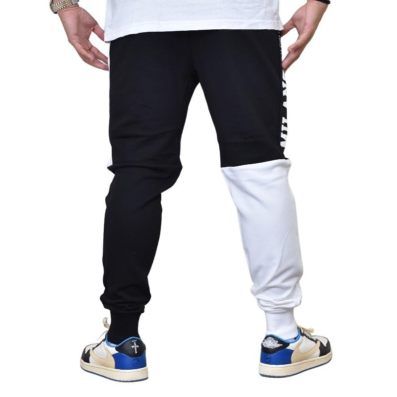 SY32:メンズ:Lサイズ:カルビコ スリム サイドラインパンツ:白/黒ライン