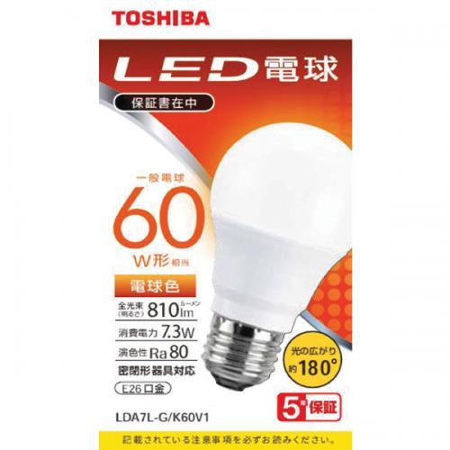 TOSHIBA（東芝） TOSHIBA LED電球 60W 電球色 E26 LDA7L-G/K60V1