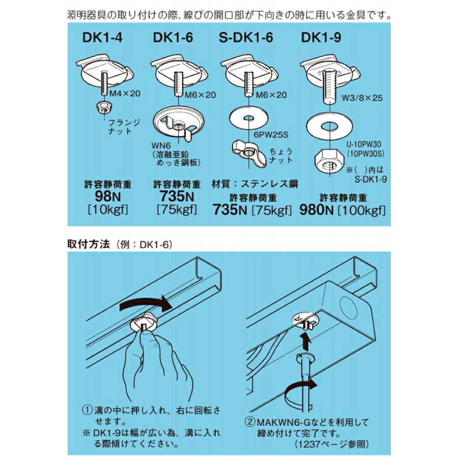 ネグロス電工 S-DK1-9 レースウェイ開口下向き用器具取付金具 許容静