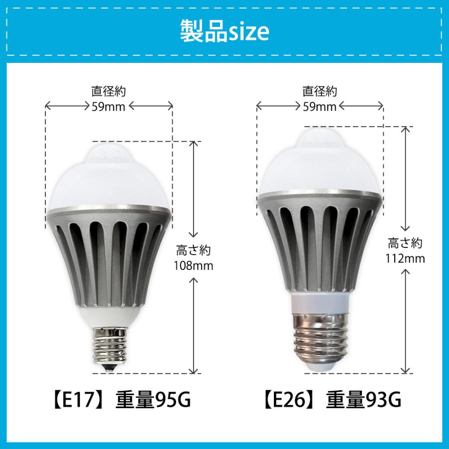 人感センサー電球 3個 E26 E17 口金 LED電球 人感センサー付 電球 照明