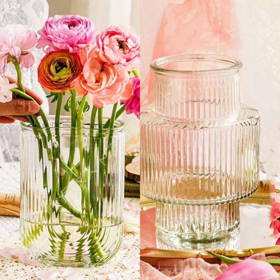 花瓶 ガラス インテリア 広口 透明 大きい 円筒型 フラワーベース 花器