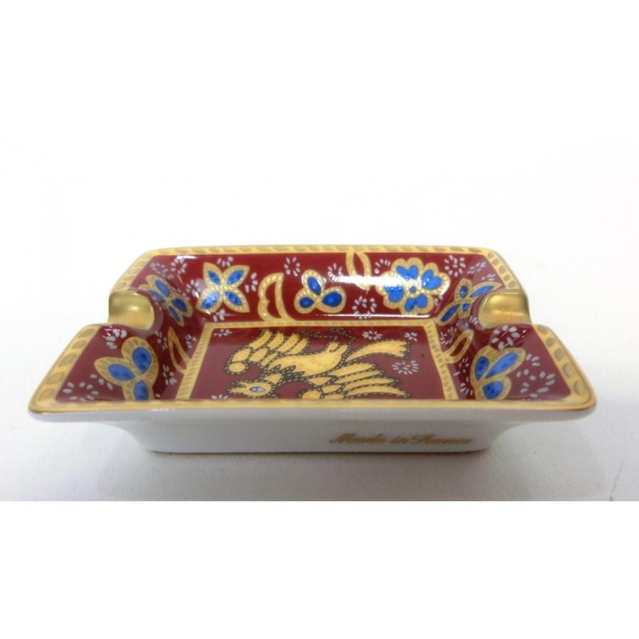 HERMES（エルメス） 灰皿 アッシュトレイ 小 赤系 鳥 ゴールド 花
