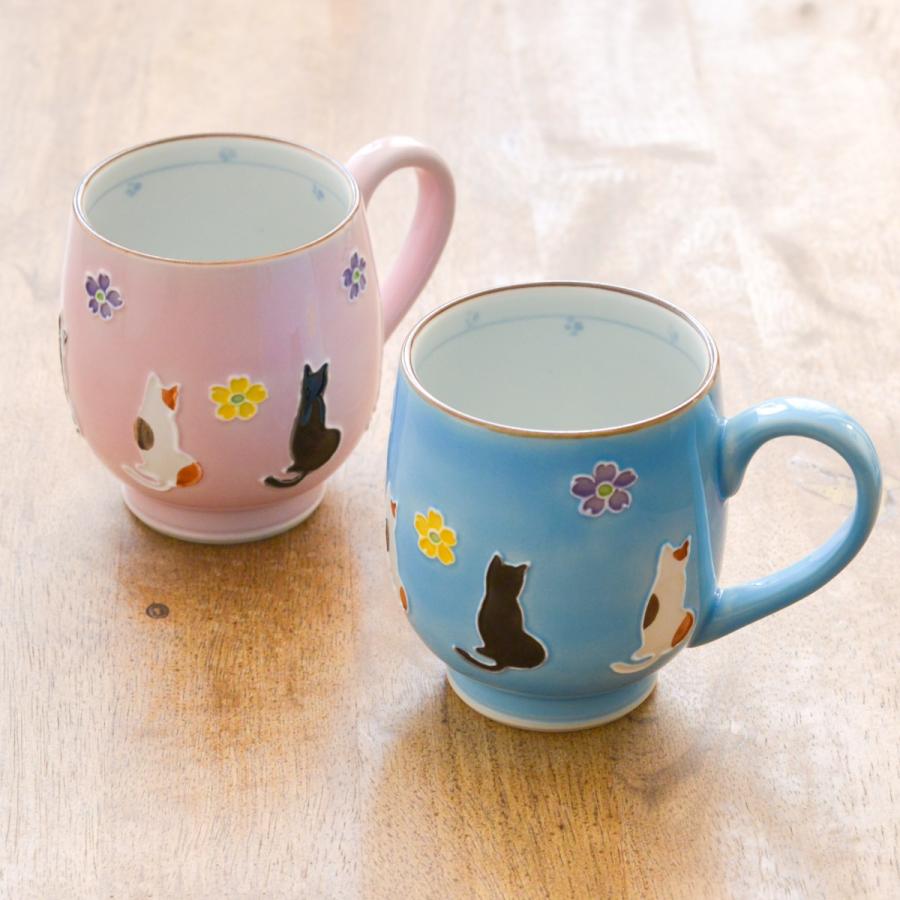 ペアマグカップ 交趾花ねこ ( 退職祝い 定年 プレゼント デザイン マグ