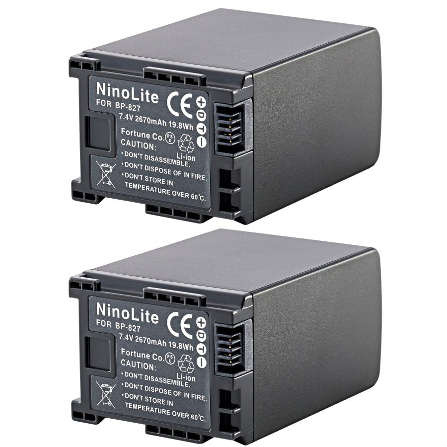 2個セット Canon iVISビデオカメラ用 BP-827D 互換バッテリー IVIS HF