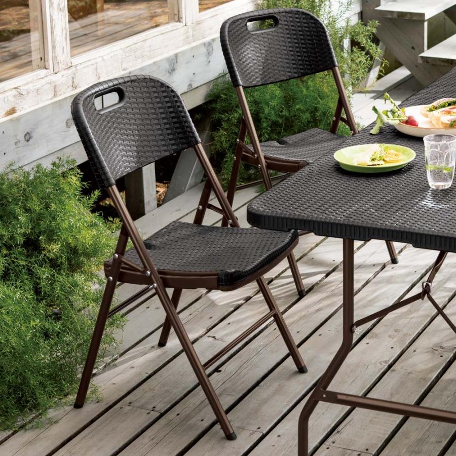 dinos（ディノス） 折りたたみ作業台シリーズ ラタン調チェア2脚組