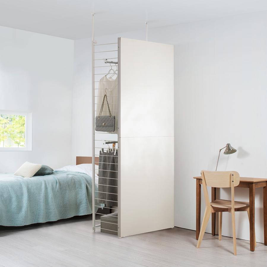 dinos（ディノス） ホワイト間仕切り収納 ハンガー＆棚タイプ 幅90cm