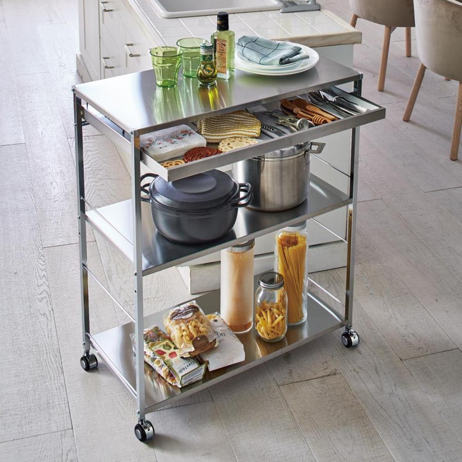 dinos（ディノス） ステンレス作業台ワゴン 引き出し1杯タイプ 幅73.5