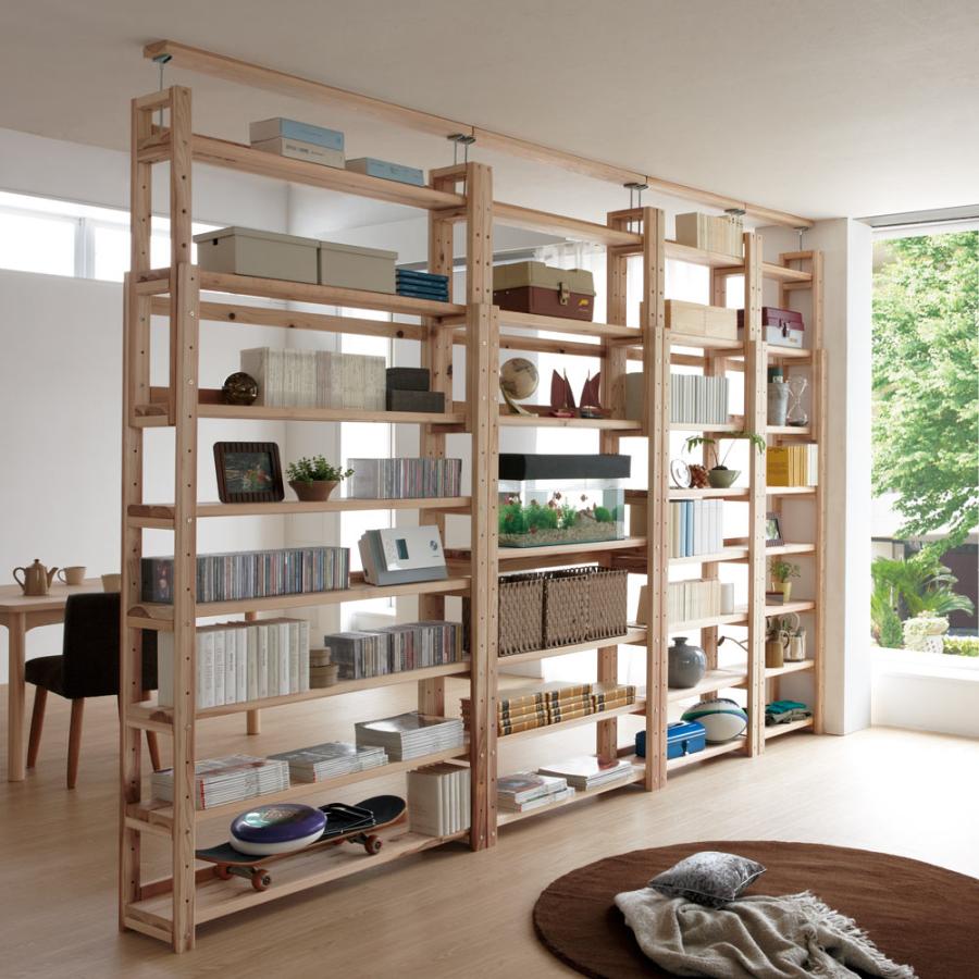 dinos（ディノス） 国産杉頑丈突っ張りラック（本棚） 幅74奥行38cm