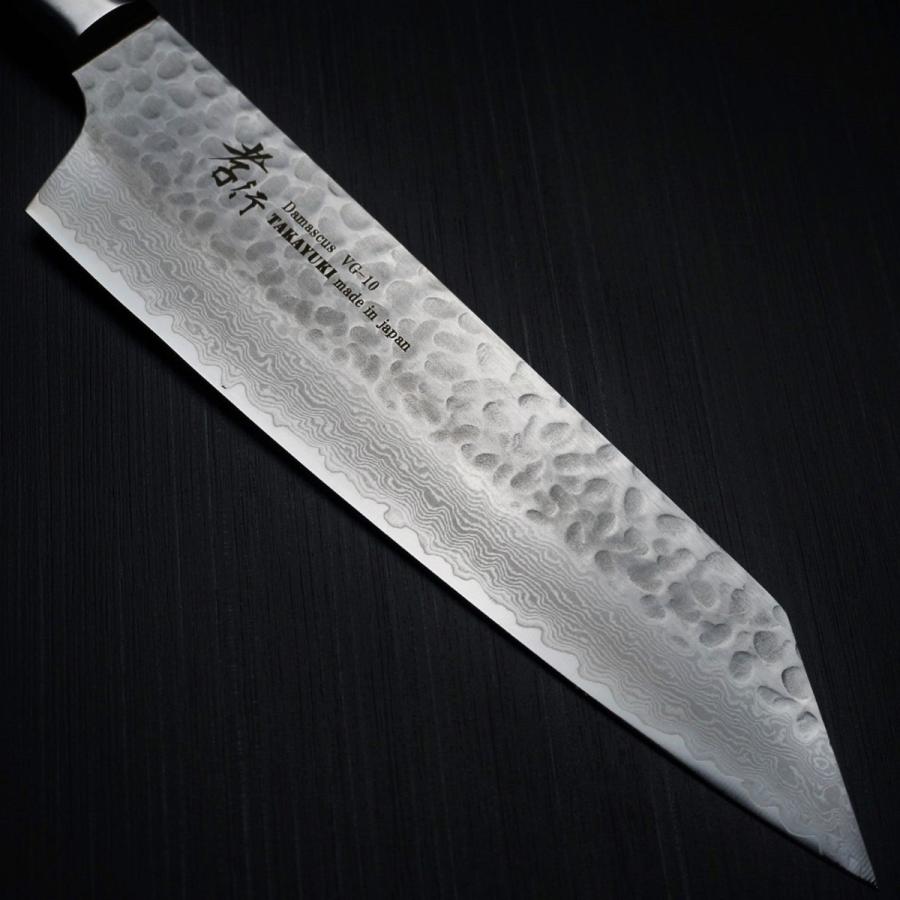 堺孝行 包丁 剣型牛刀 190mm 33層ダマスカス V金10号 ステンレス 槌目