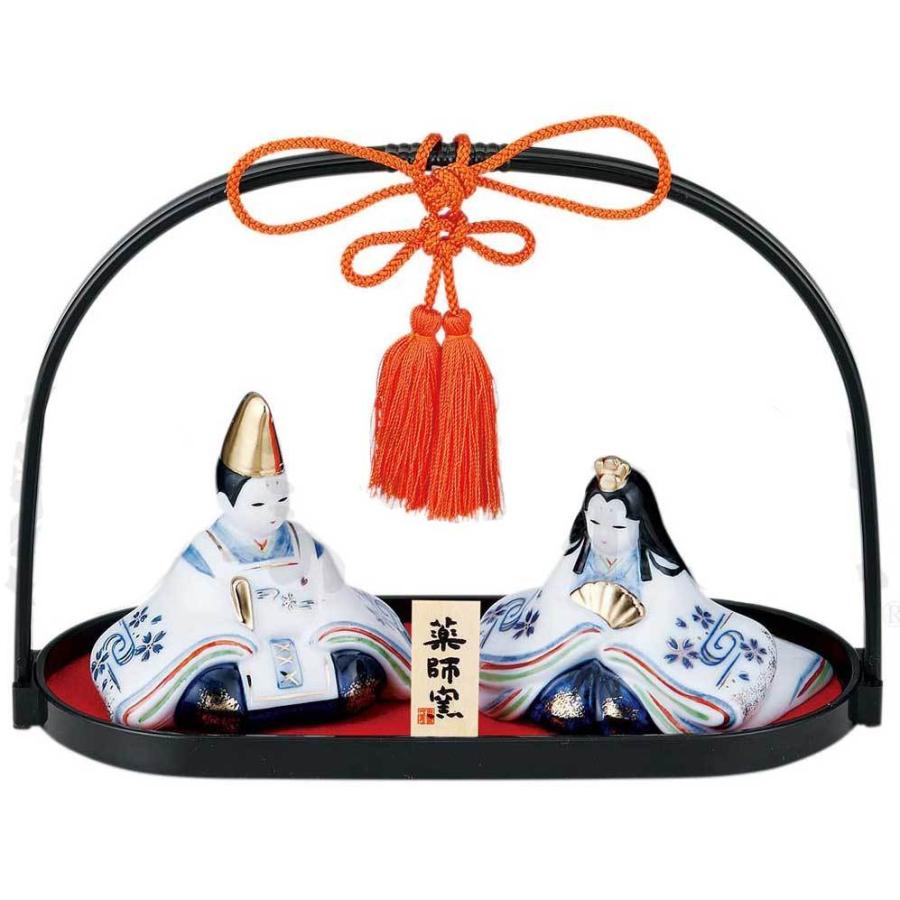 雛人形 コンパクト 陶器 小さい 可愛い ひな人形/ 染錦手籠雛(大手籠付