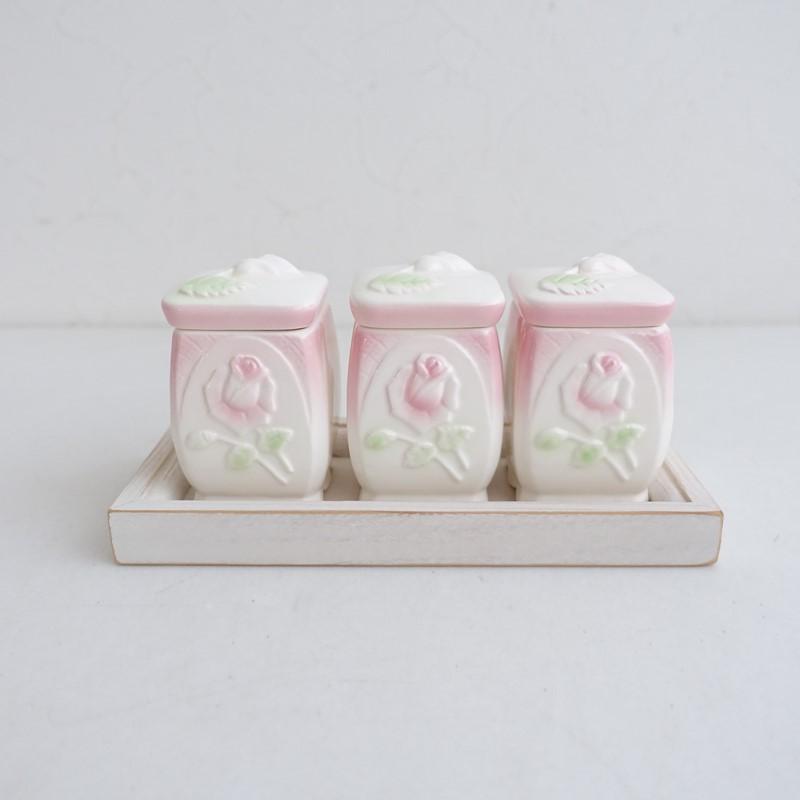 イマン imane *キャニスター 3点セット*食器キッチン保存容器バラ