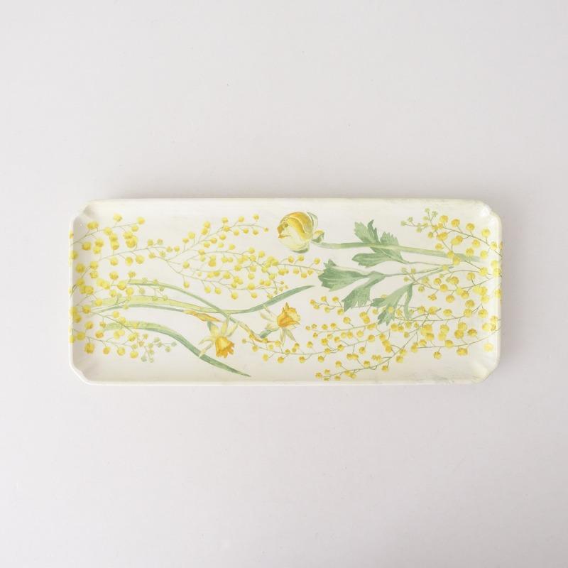 GIEN ジアン *ミモザプレート*長皿スクエア花柄イエロー黄食器テーブル