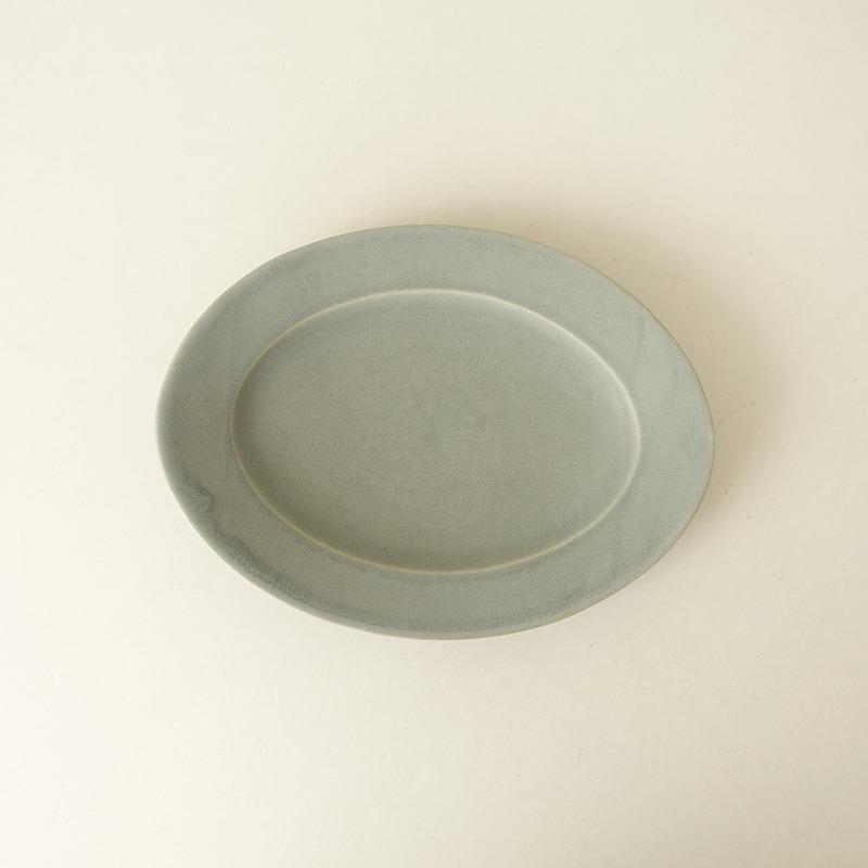 あわびウェア Awabi ware *岡本純一 オーバル皿 M 青マット*グレー