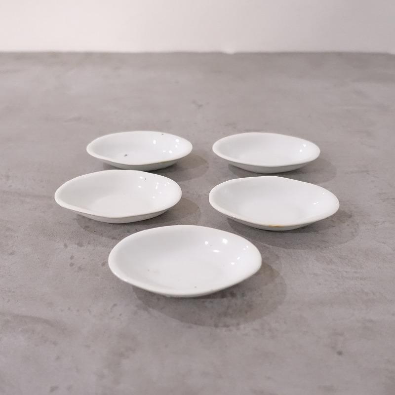 アンティーク *ミニプレート 5枚セット*フランス白ホワイト小皿豆皿