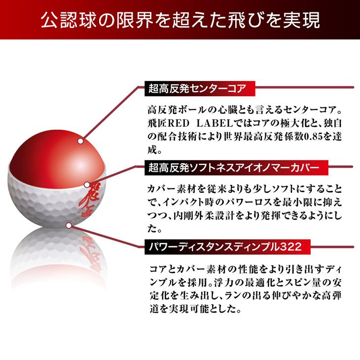 ワークスゴルフ ゴルフボール 2023年 飛匠 レッドラベル 極 3ダース