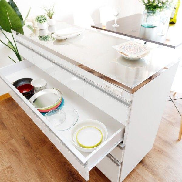 キッチンカウンター 収納 120 ステンレス 食器棚 ロータイプ 日本製