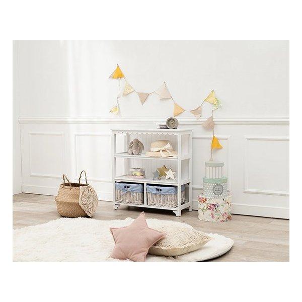 萩原 ハギハラ フリルバスケットキャビネット ホワイト・幅70×奥行30