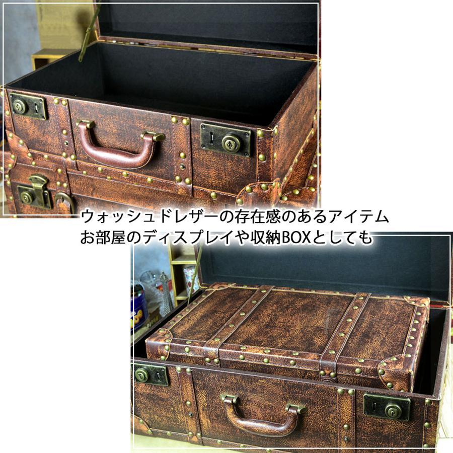 アンティーク調 スーツケース トランク型 ロック機能付 トランク