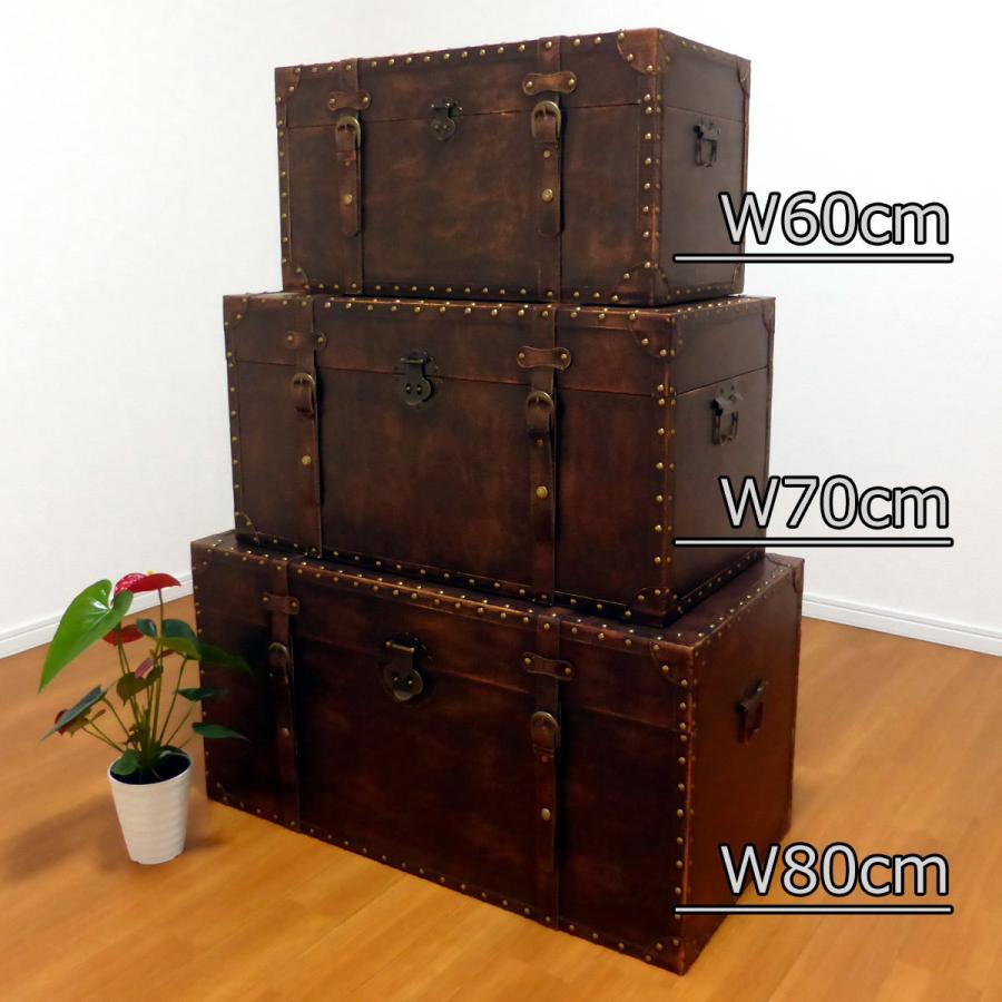 鍵付き トランク型 収納ボックス 大型 トランクボックス アンティーク