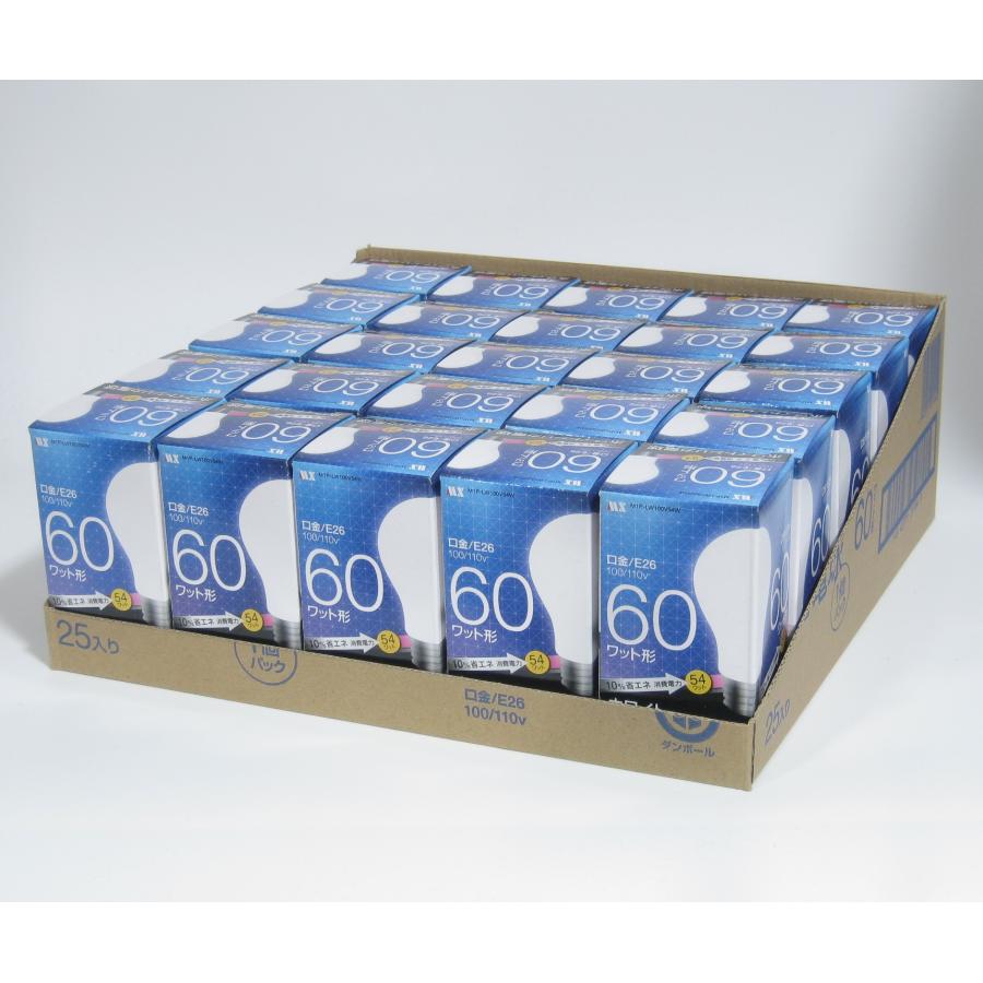 やさしい明るさが魅力☆ホワイトシリカ電球60W方25個/セット m1p