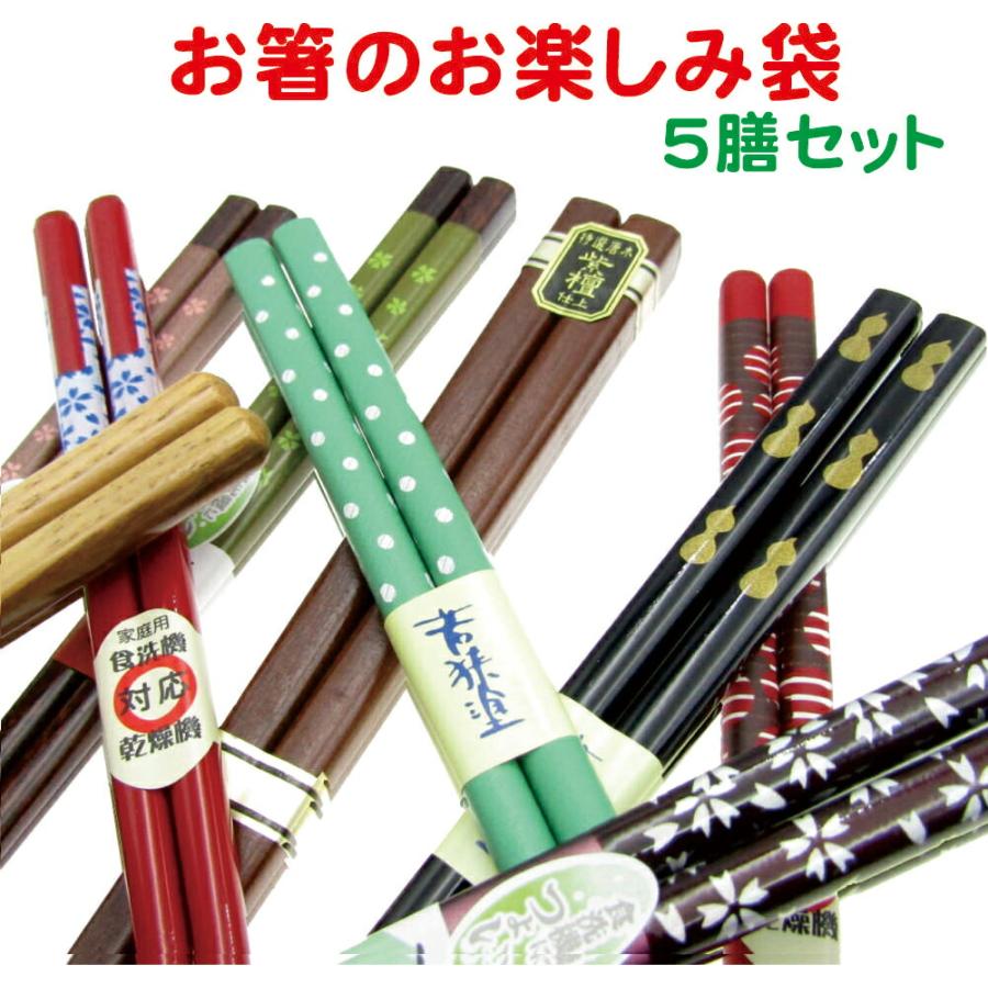 お箸のお楽しみ5膳セット 若狭塗 箸 5膳 男性 女性 お任せ 国産 日本製