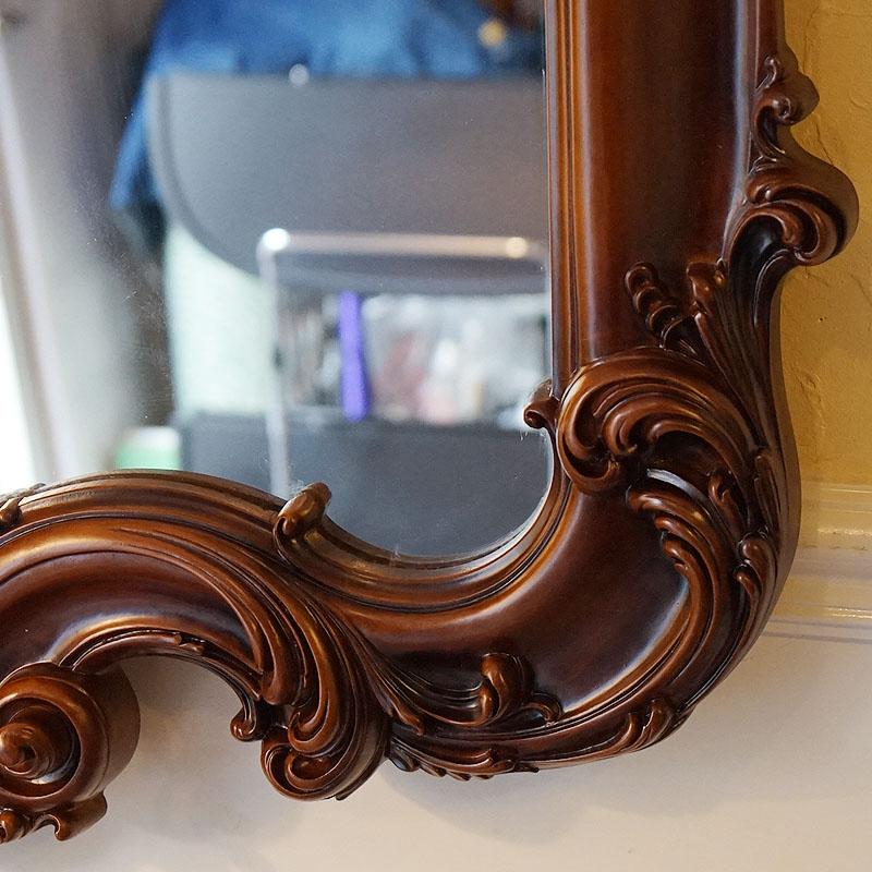鏡 壁掛け ウォールミラー アンティーク 飾りミラー イタリア製 木製