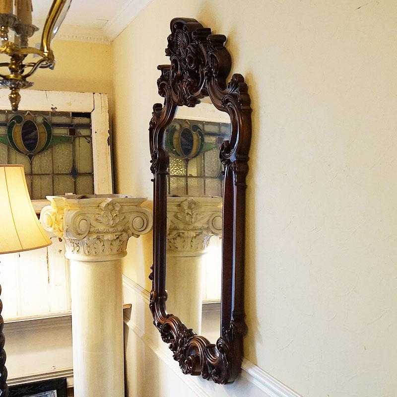 鏡 壁掛け ウォールミラー アンティーク 飾りミラー イタリア製 木製