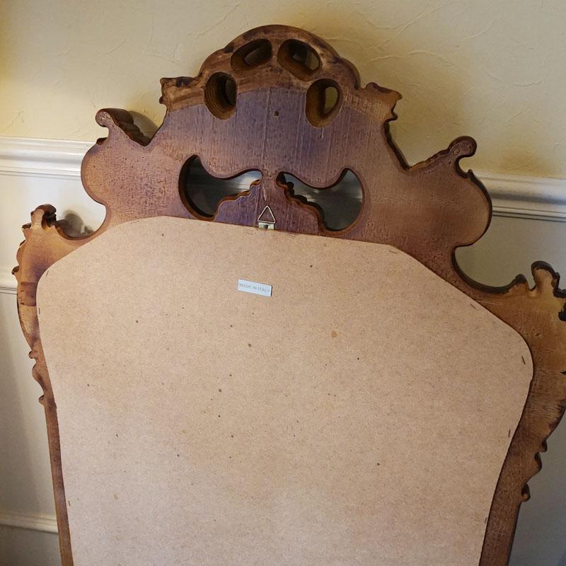 鏡 壁掛け ウォールミラー アンティーク 飾りミラー イタリア製 木製