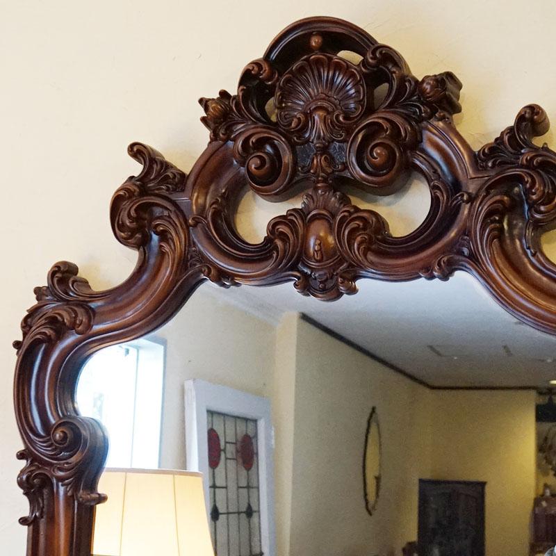 鏡 壁掛け ウォールミラー アンティーク 飾りミラー イタリア製 木製