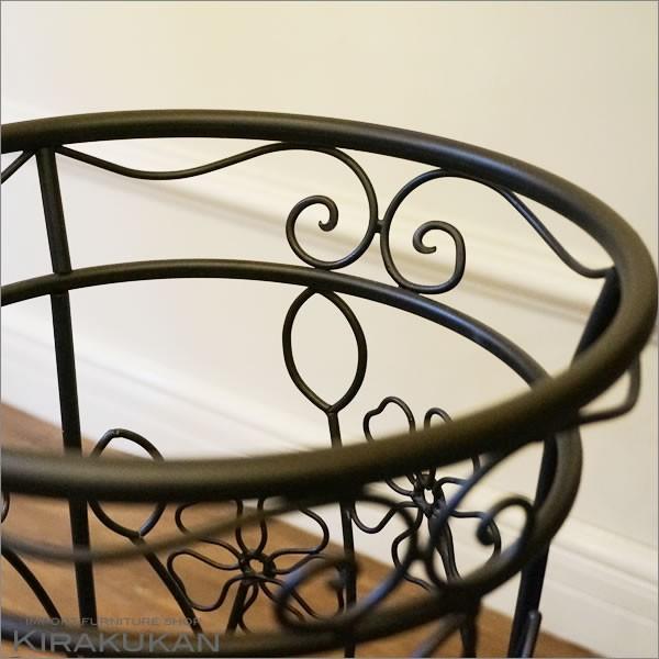 傘立て アンブレラスタンド アイアン 花柄傘立て (丸型 ブラック