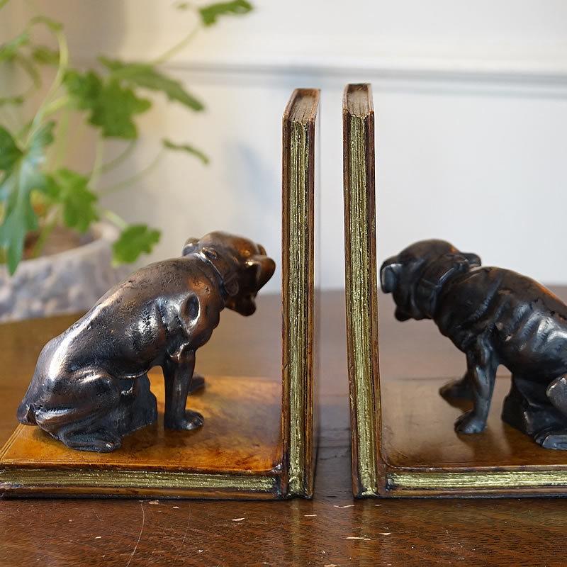 イギリス製 ブックエンド ボクサー犬 ブック型 置物 ドッグ オブジェ