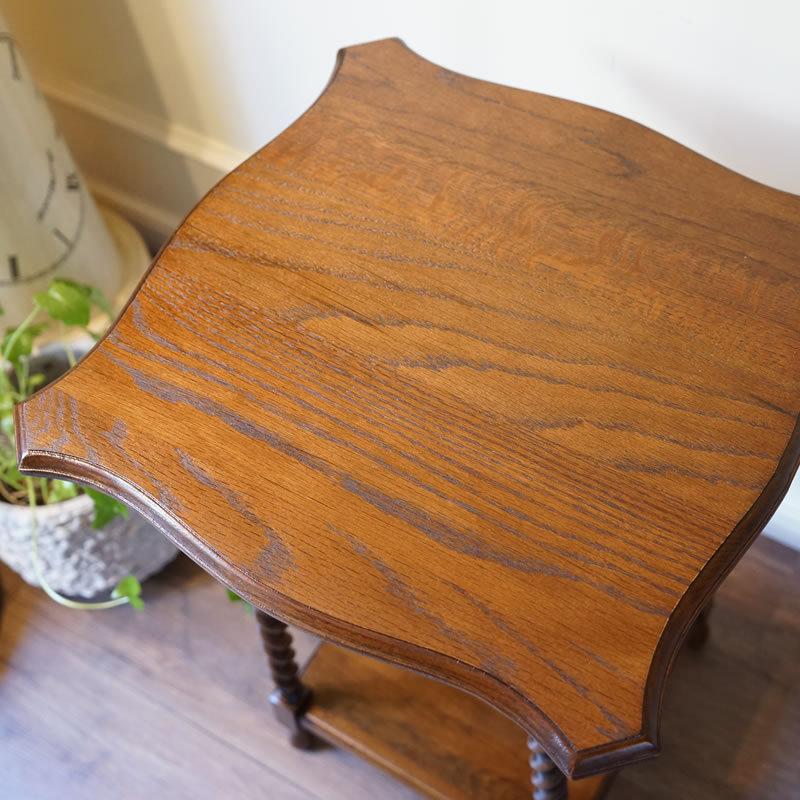 アンティーク家具 リプロダクト 花台 木製 ツイスト脚 サイドテーブル