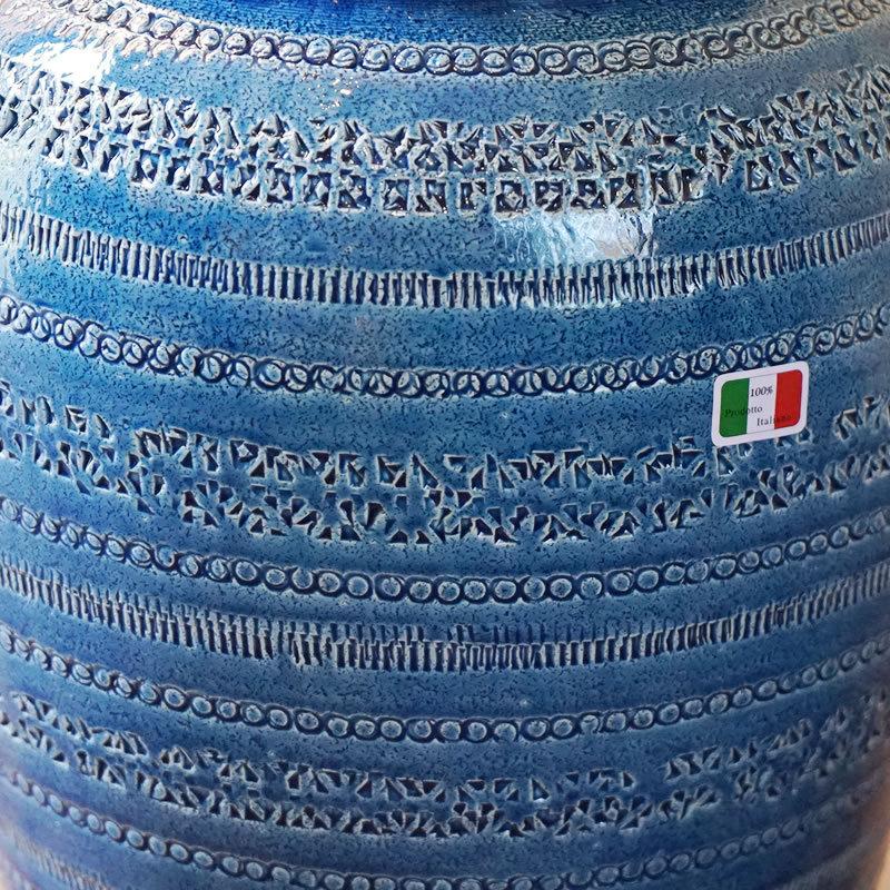 傘立て アンブレラスタンド 陶器 イタリア製傘立て ブルー 青 丸型