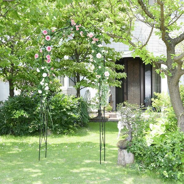 山善（YAMAZEN） フラワーアーチ クロス 幅107×高さ263cm スチール製