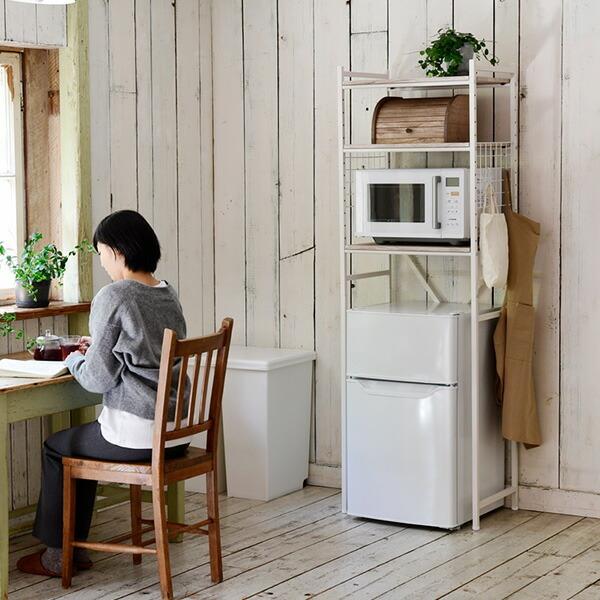 山善（YAMAZEN） 冷蔵庫上ラック ゴミ箱上ラック 幅59.5 奥行41.5 高さ