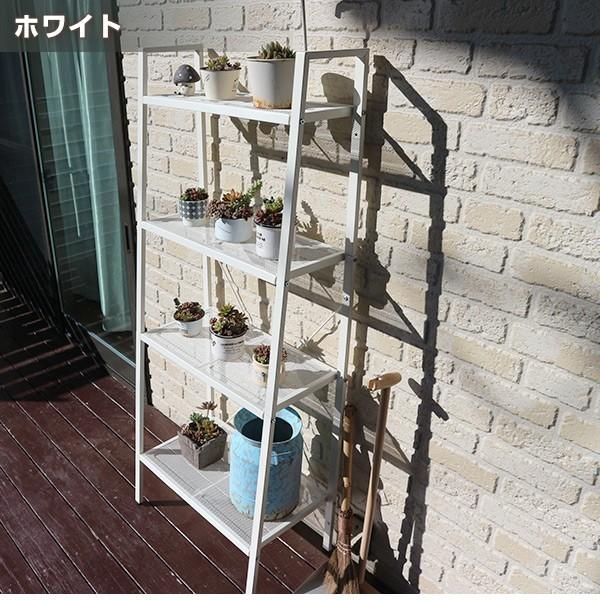 山善（YAMAZEN） ガーデンラック 屋外 4段 おしゃれ HBR-4/BBR-4