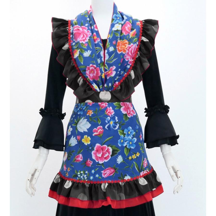 フラメンコ ピキージョ・エプロンセット 花柄 ブルー PA-29 : emika