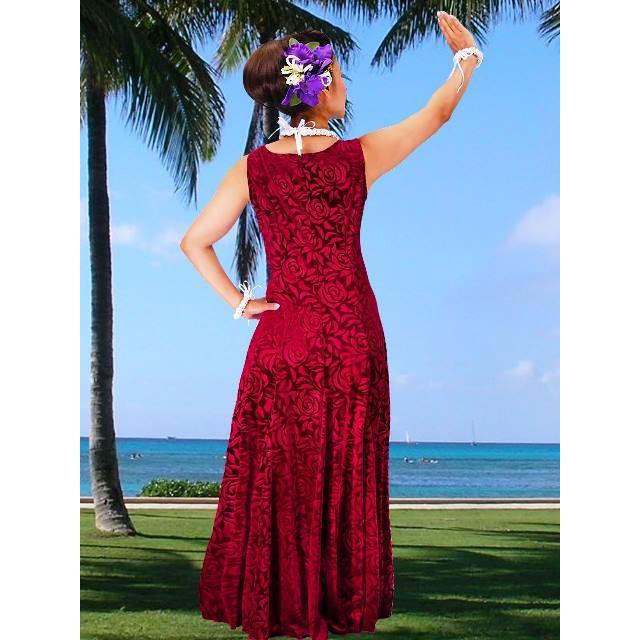 フラダンス ロケラニベルベット ワンピースドレス ワイン 2309wifa