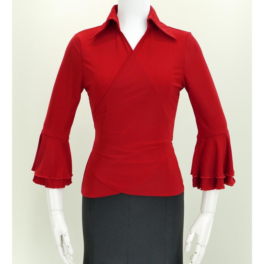 フラメンコ カシュクールブラウス レッド F(M)サイズ 2480rdf : emika