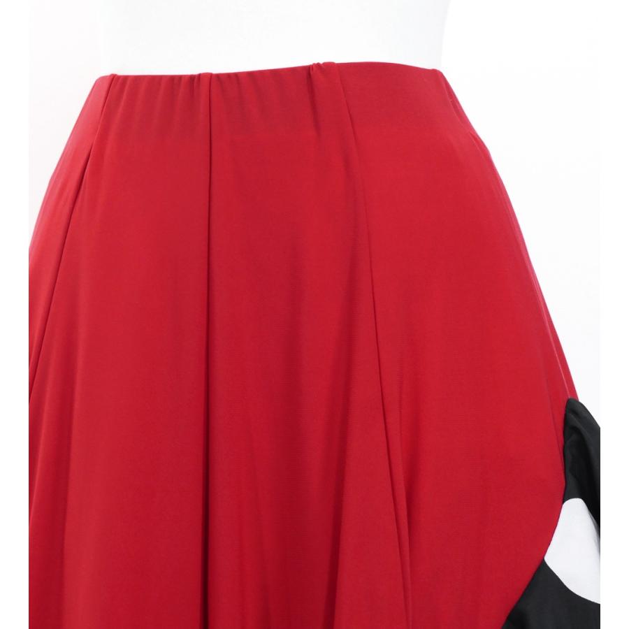 フラメンコ 水玉 斜めフリル ファルダスカート レッド Mサイズ 3047rd