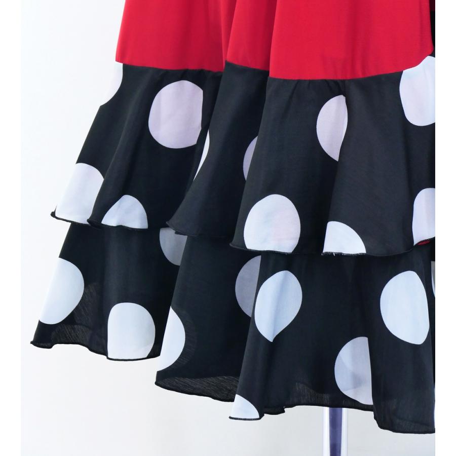 フラメンコ 水玉 斜めフリル ファルダスカート レッド Mサイズ 3047rd