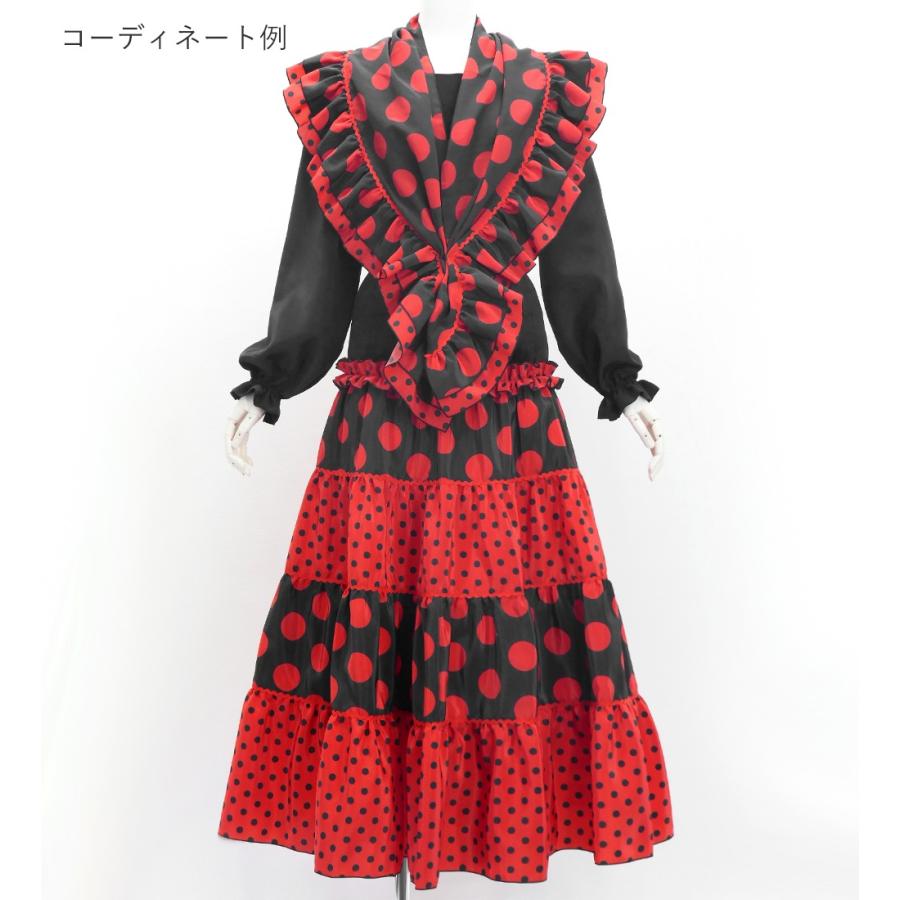 フラメンコ ピキージョ＆スカートセット 水玉 ブラック×レッド S-L