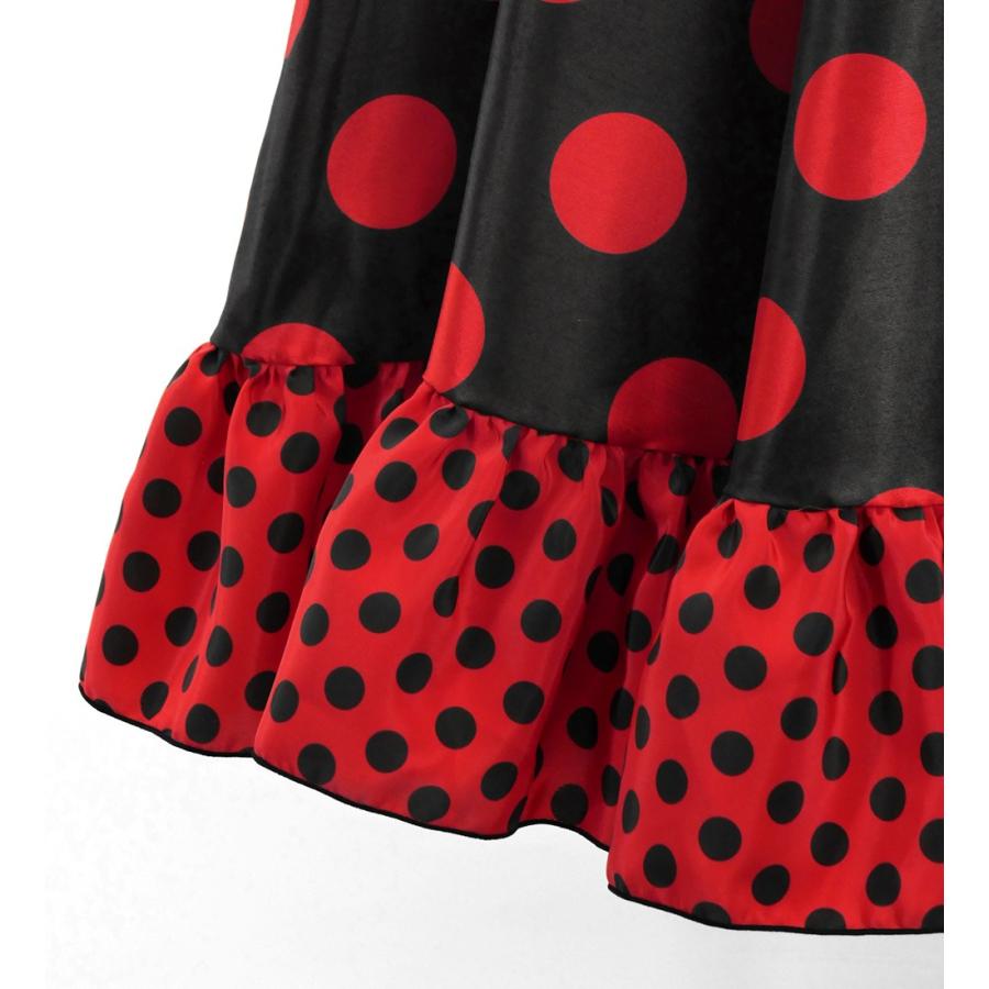 フラメンコ 水玉 セットアップ ブラック×レッド S-Lサイズ FBS-2