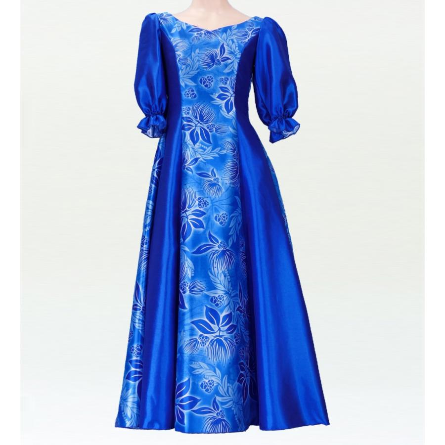 フラダンス [S-LLサイズ] ムームー ロング丈 シャンタン袖口ドレス