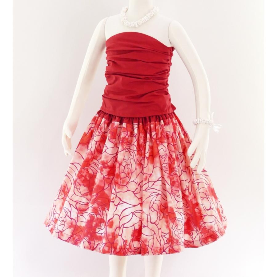 フラダンス ケイキ パウスカート キッズ120サイズ バイカラー レッド