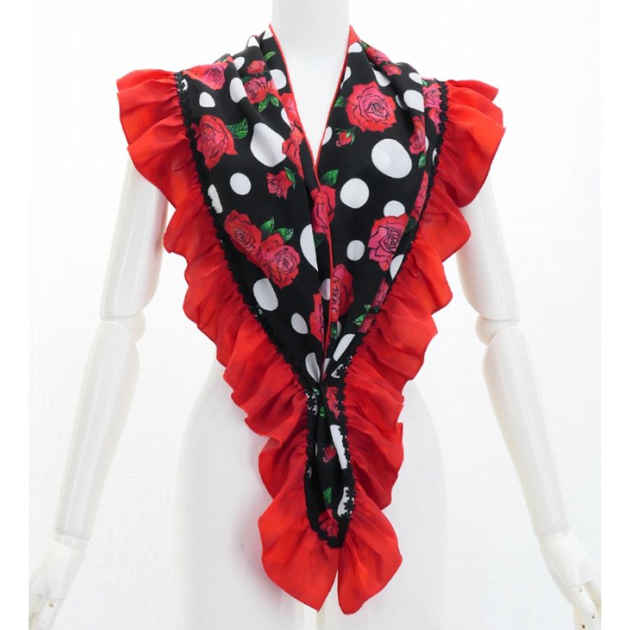 フラメンコ ピキージョ・エプロンセット ローズ×水玉 ブラック×レッド