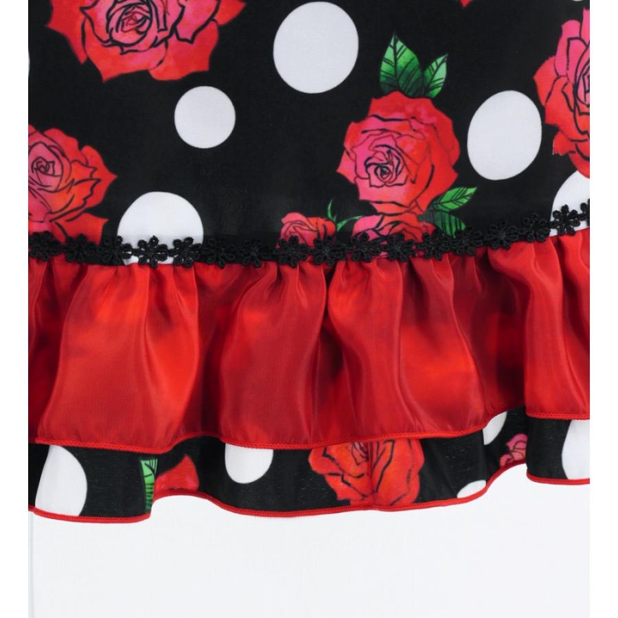 フラメンコ ピキージョ・エプロンセット ローズ×水玉 ブラック×レッド