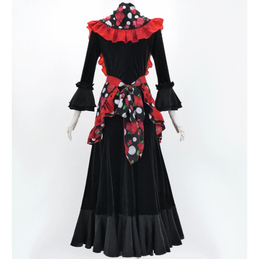 フラメンコ ピキージョ・エプロンセット ローズ×水玉 ブラック×レッド