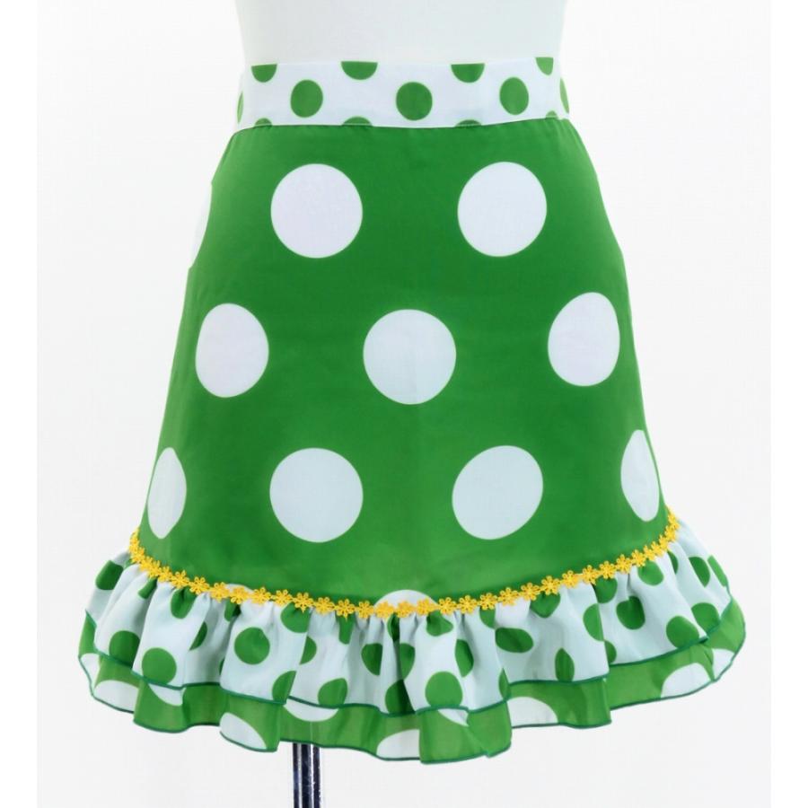 フラメンコ ピキージョ・エプロンセット 水玉 グリーン×ホワイト PA-3
